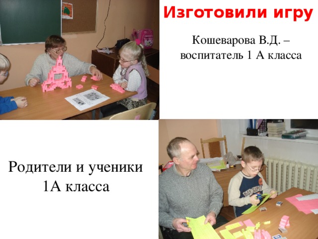 Изготовили игру Кошеварова В.Д. – воспитатель 1 А класса   Родители и ученики 1А класса 