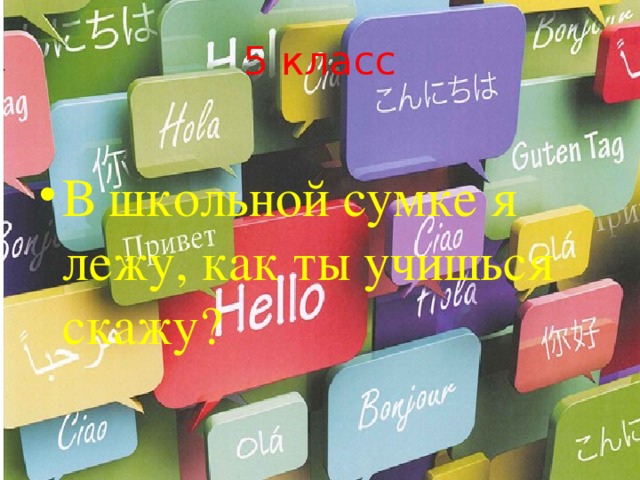 5 класс В школьной сумке я лежу, как ты учишься скажу? 