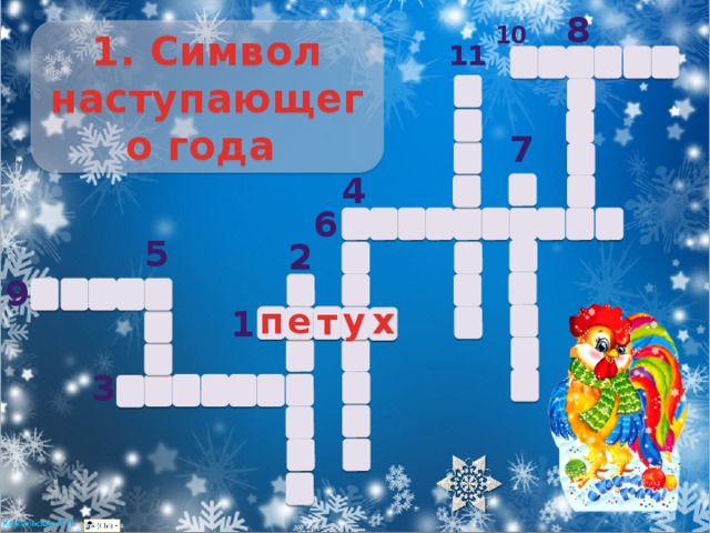 8 10 1. Символ наступающего года  11 7 4 6 5 2 9 х у е п т 1 3 