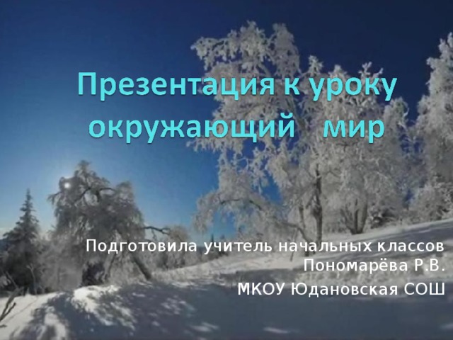 Подготовила учитель начальных классов Пономарёва Р.В. МКОУ Юдановская СОШ 