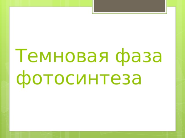 Темновая фаза фотосинтеза   