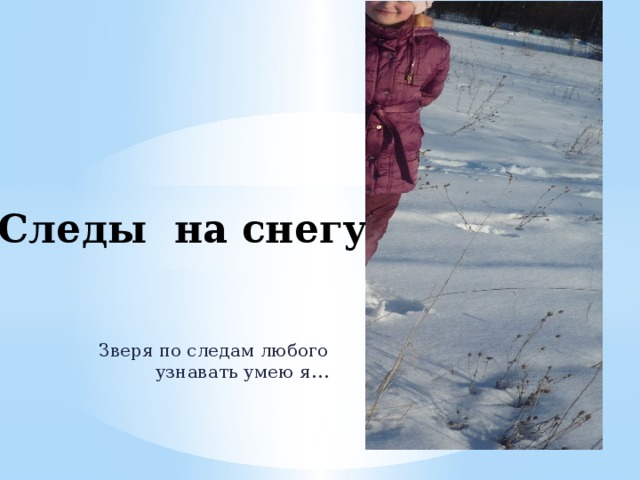 Следы на снегу Зверя по следам любого узнавать умею я… 