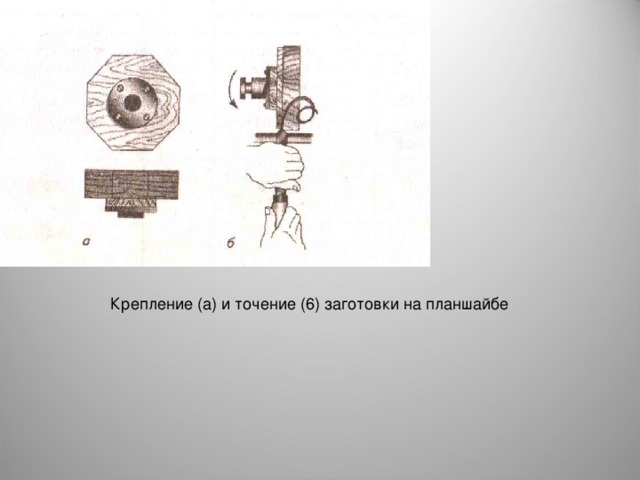 Крепление (а) и точение (6) заготовки на планшайбе 