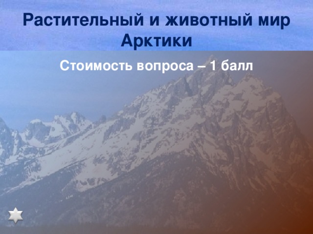 Растительный и животный мир Арктики Стоимость вопроса – 1 балл
