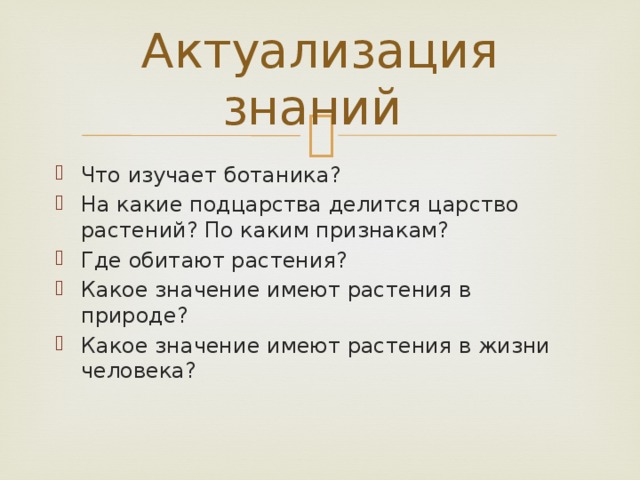 Актуализация знаний