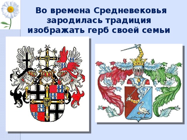  Во времена Средневековья зародилась традиция изображать герб своей семьи 