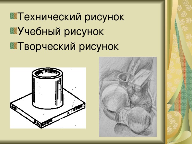 Технический рисунок Учебный рисунок Творческий рисунок 