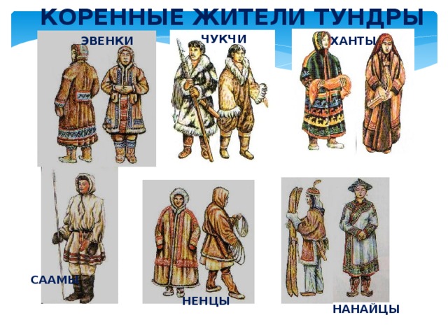 КОРЕННЫЕ ЖИТЕЛИ ТУНДРЫ ЧУКЧИ ХАНТЫ ЭВЕНКИ СААМЫ НЕНЦЫ НАНАЙЦЫ 