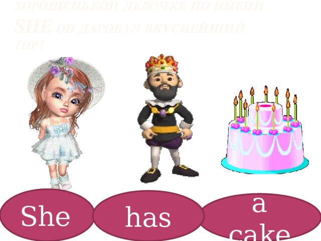 Хорошенькой девочке по имени She он даровал вкуснейший торт She  has a cake 