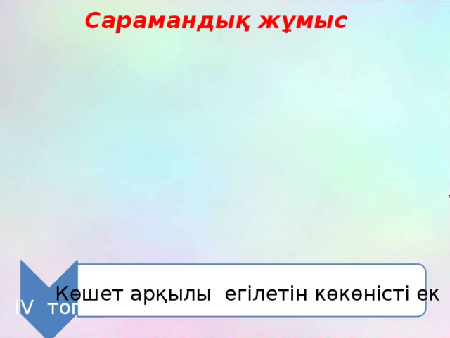 Сарамандық жұмыс Көшет арқылы егілетін көкөністі ек IV топ 