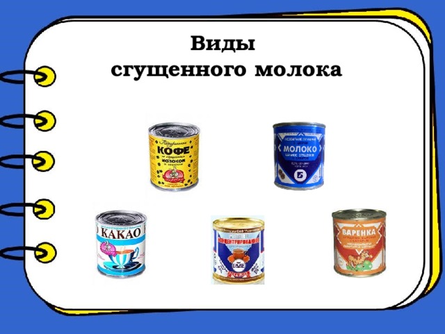Виды  сгущенного молока