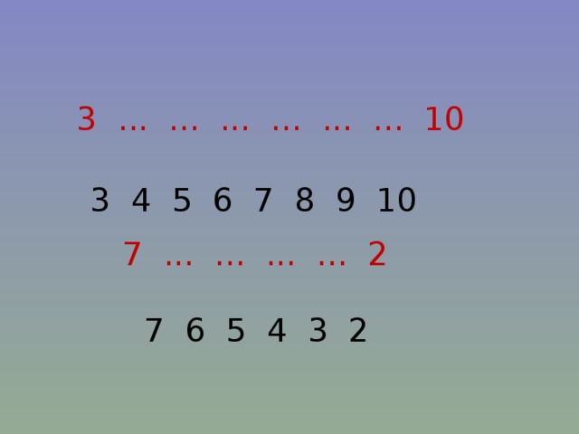 3 ... ... ... ... ... ... 10 3 4 5 6 7 8 9 10 7 ... ... ... ... 2 7 6 5 4 3 2 