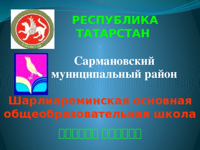 РЕСПУБЛИКА ТАТАРСТАН Сармановский муниципальный район Шарлиареминская основная общеобразовательная школа    1 1  