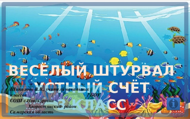 Весёлый штурвал Устный счёт 3 класс Шипилова В.В., учитель начальных классов ГБОУ СОШ с.Новокуровка Хворостянский район Самарская область 