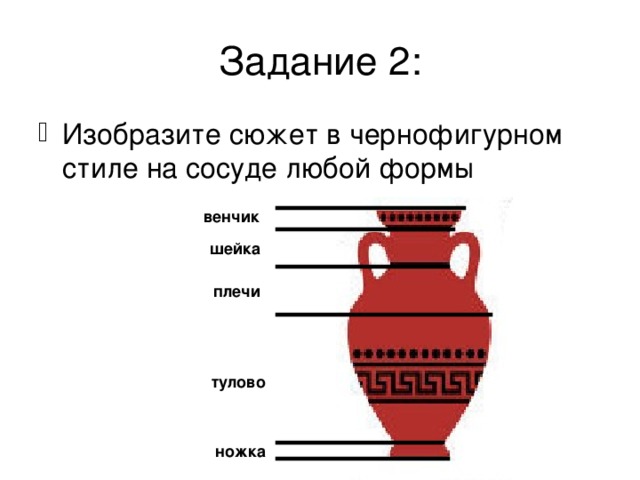 Задание 2: венчик шейка плечи тулово ножка 