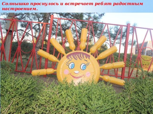 Солнышко проснулось и встречает ребят радостным настроением. 