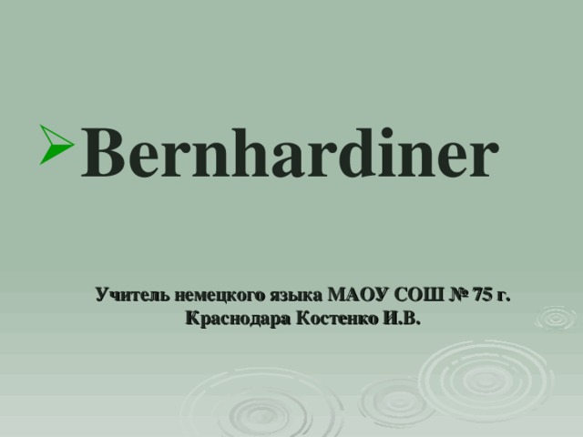 Bernhardiner  Учитель немецкого языка МАОУ СОШ № 75 г. Краснодара Костенко И.В. 