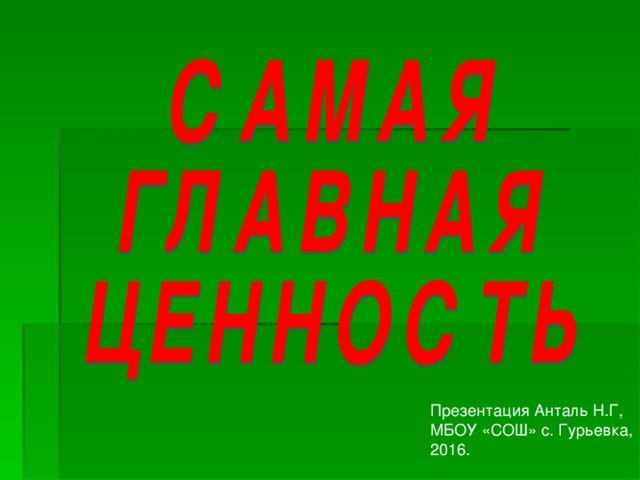 Презентация Анталь Н.Г, МБОУ «СОШ» с. Гурьевка, 2016.