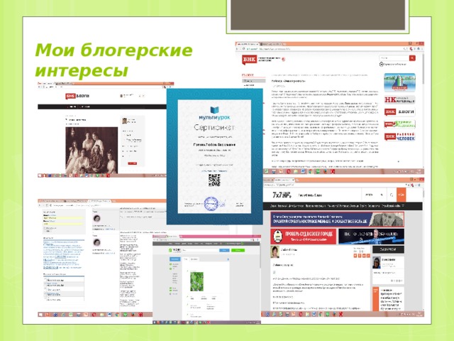 Мои блогерские  интересы  