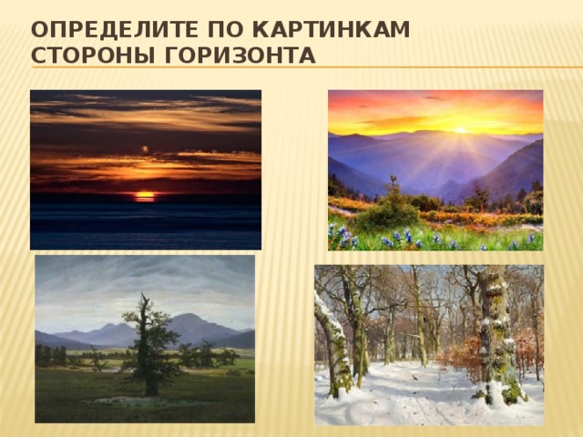 Определите по картинкам стороны горизонта 