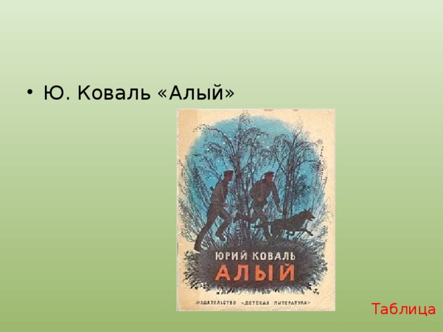 Ю. Коваль «Алый» Таблица 