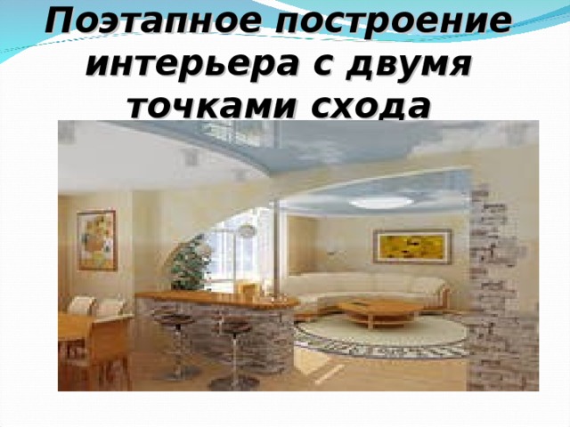  Поэтапное построение интерьера с двумя точками схода 