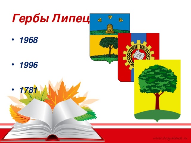 Гербы Липецка 1968  1996  1781 