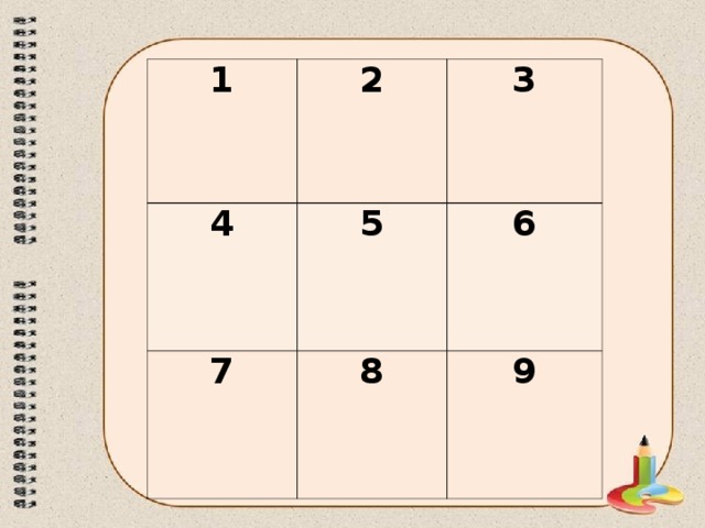 1 2 4 3 5 7 6 8 9 