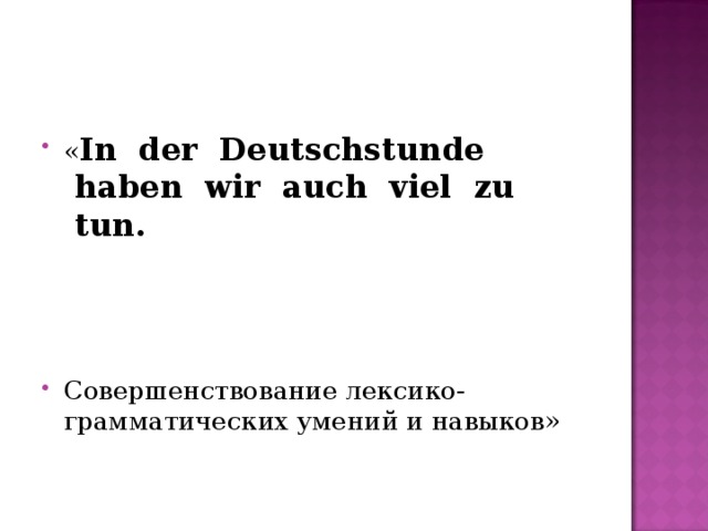 « In  der   Deutschstunde  haben  wir  auch  viel  zu  tun.     Совершенствование лексико-грамматических умений и навыков» 