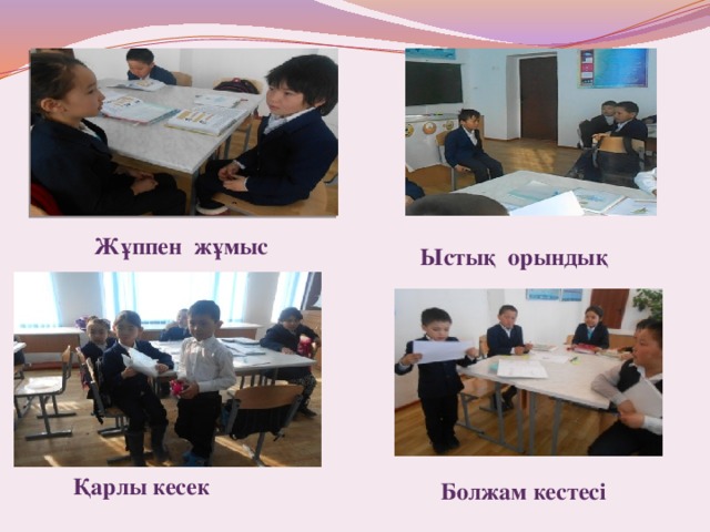 Жұппен жұмыс Ыстық орындық Қарлы кесек Болжам кестесі 