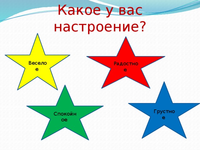 Какое у вас настроение? Веселое  Радостное  Грустное  Спокойное