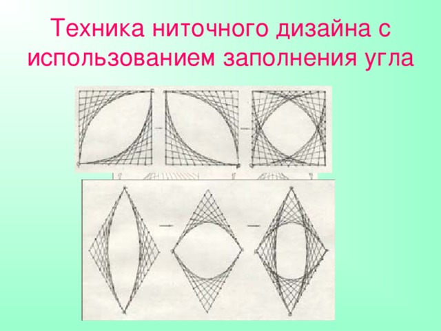 Техника ниточного дизайна с использованием заполнения угла 