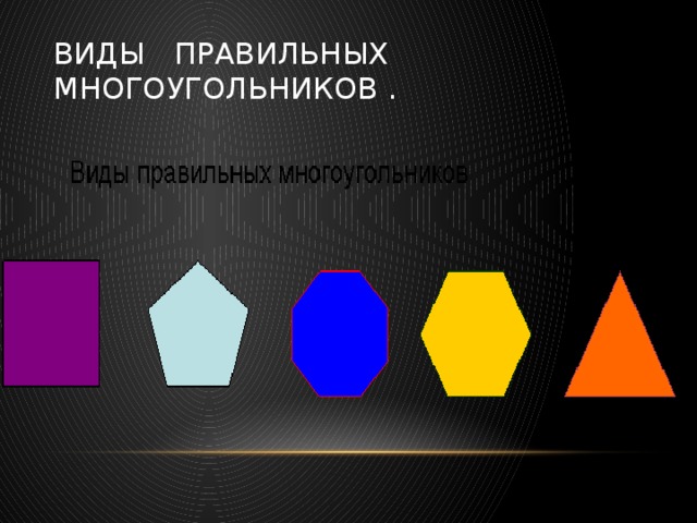 Виды правильных многоугольников . 
