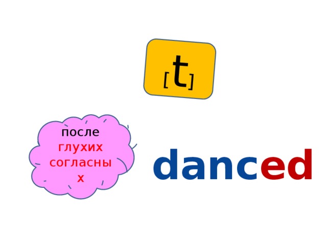 [ t ] после глухих согласных danc ed 