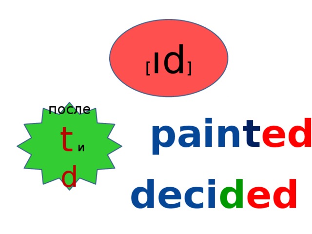 [ ıd ] после  t и d pain t ed deci d ed 