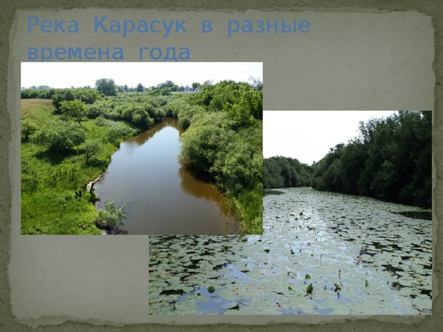 Река Карасук в разные времена года 