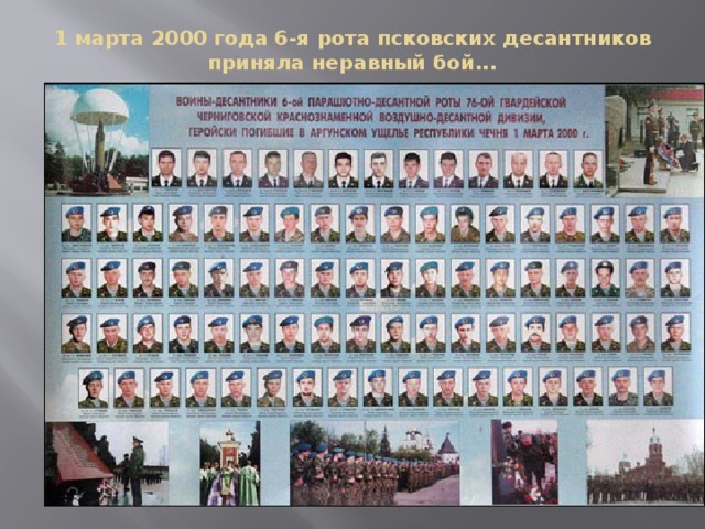 1 марта 2000 года 6-я рота псковских десантников приняла неравный бой...   