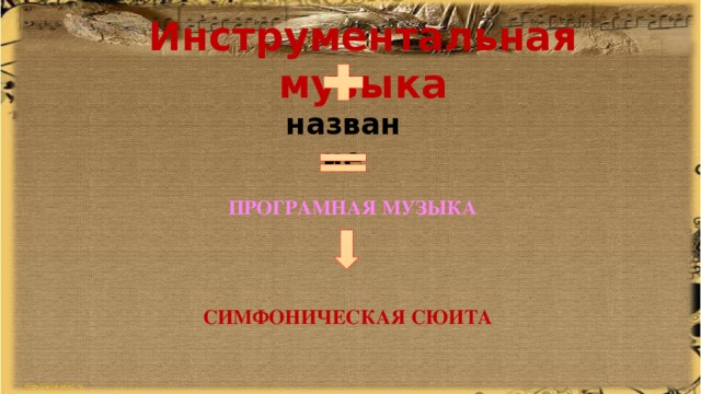 Инструментальная музыка  название ПРОГРАМНАЯ МУЗЫКА СИМФОНИЧЕСКАЯ СЮИТА 