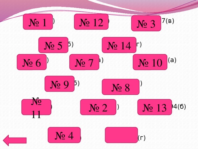 № 1 № 12 № 3 № 687(а) №687(б) №687(в) № 688(б) №688(г) № 689(а) №691(а) №963(а) № 693(б) №693(в) № 693(г) №694(а) №694(б) № 694(в) №694(г) № 14 № 5 № 7 № 10 № 6 № 9 № 8 № 11 № 13 № 2 № 4 