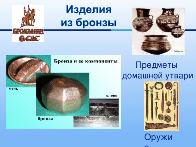 Предметы домашней утвари Оружие  