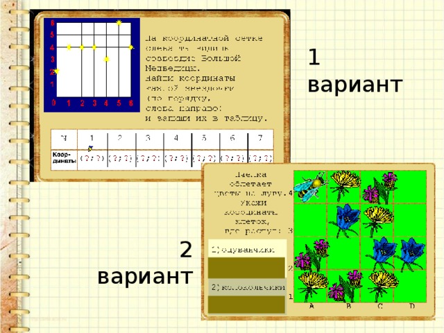 1 вариант 2 вариант 