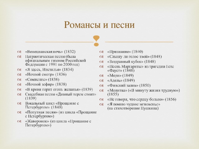 Романсы и песни 