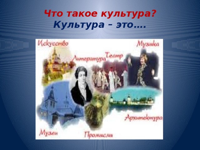 Что такое культура?  Культура – это…. 