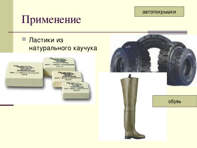 Применение автопокрышки Ластики из натурального каучука обувь 