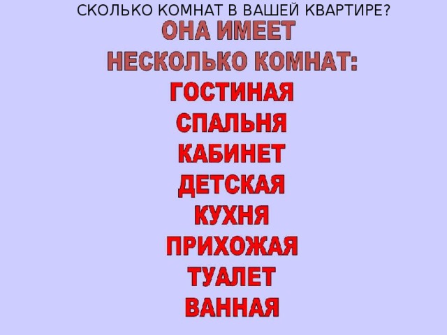 СКОЛЬКО КОМНАТ В ВАШЕЙ КВАРТИРЕ? 