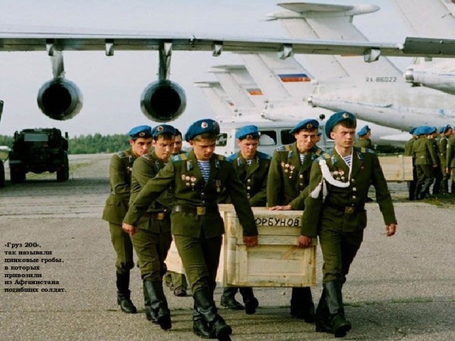 «Груз 200»,  так называли  цинковые гробы,  в которых  привозили  из Афганистана  погибших солдат.