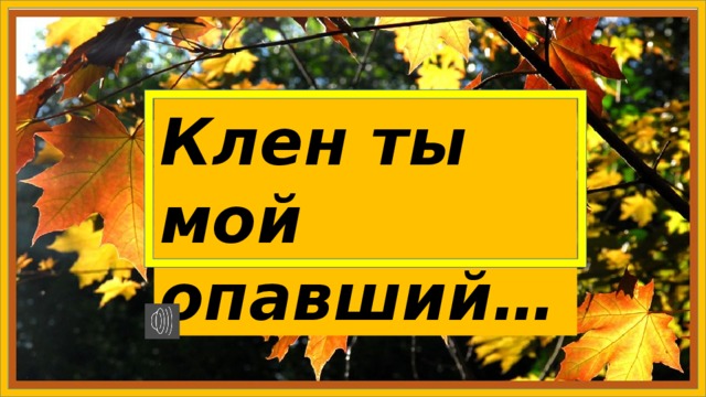 Клен ты мой опавший… 
