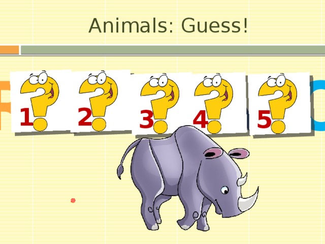 Animals: Guess! R H I N O 1 2 3 4 5 