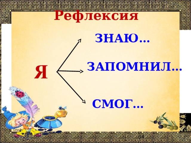 Рефлексия ЗНАЮ… Я ЗАПОМНИЛ… СМОГ…  