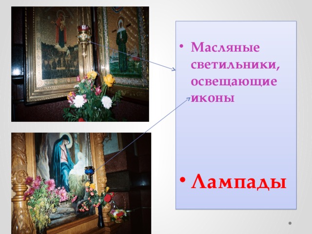Масляные светильники, освещающие иконы   Лампады 